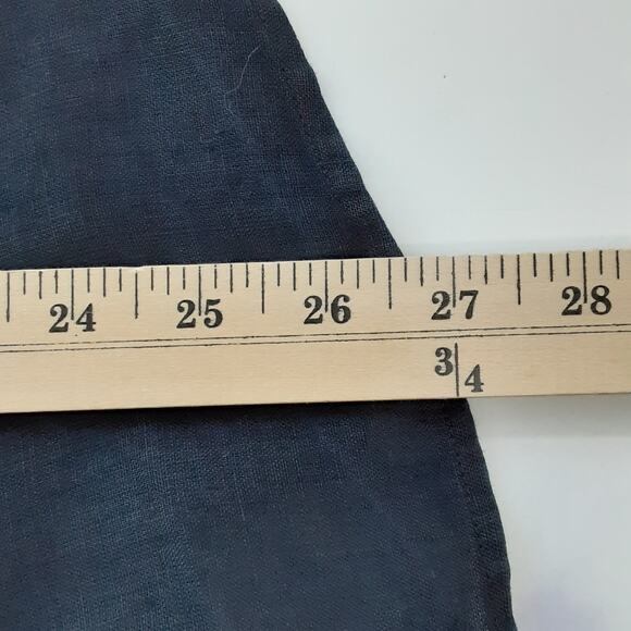 Vintage 90s 100% Linen Button Down Shirt Dark Navy Collared Roll Tab 14 Resort - Picture 6 of 7